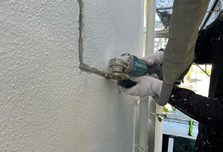 下地補修工事の様子